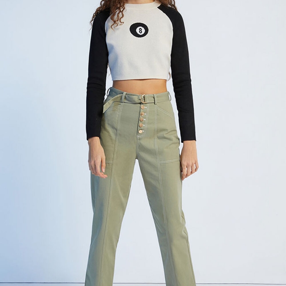 🆕MINKPINK Olive Green High-Waisted Pants NWT